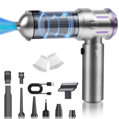 GuKKK Aspirador de Mano, 4 En 1 Aspirador de Mano de la Batería, 16000Pa Mini Aspirador, Mini Aspirador Coche Sin Cable Portátil con 2 Filtro, Motor Sin Escobillas, para Coche, Hogar, Oficina