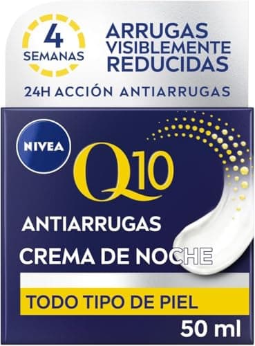 NIVEA Q10 Antiarrugas Power - Crema de Noche Regeneradora - Hidrata, Regenera, Reduce y Previene Arrugas - Q10 Puro, Creatina y Ácido Hialurónico - 2x Booster de Colágeno - Todo Tipo de Piel - 50 ml