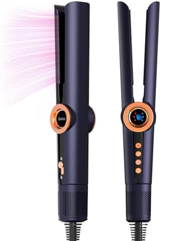 Plancha de pelo de aire, alisado con aire, de mojado a seco, plancha de plasma iónica profesional para peinar el cabello, sin placas térmicas, sin daños por calor, para cabello de longitud media