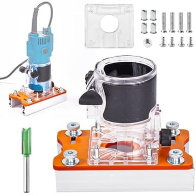 Base de Fresadora y Enrutador 2 en 1 para Madera Set, para Recortadora de 65 mm, Cesta de Fresado para Tableros de 0-5 cm de Grosor - Calidad Premium y Precisión Mejorada