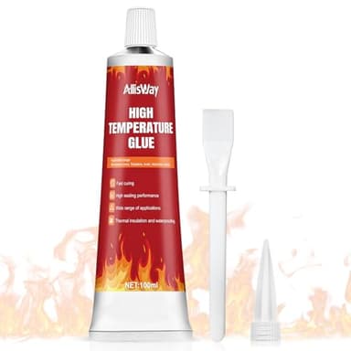 Allisway Pegamento Alta Temperatura, Silicona Alta Temperatura, Silicona Refractaria, Fuerte AdhesióN, Resistente a Altas Temperaturas, apto para Hornos, Chimeneas y Cocinas de InduccióN, 100 ml,Negro
