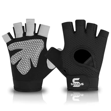SAWANS Guantes de gimnasio para hombre y mujer | Mejor guante de gimnasio para entrenamiento y entrenamiento, guantes para levantamiento de pesas con soporte de muñeca, agarre antideslizante