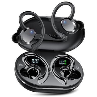 Auriculares Inalámbricos Deportivos, 2025 Auriculares Bluetooth 5.4 con HD Micrófono, 68H de Reproducción con Cancelacion Ruido ENC, IPX7 Impermeable Cascos Inalambricos con Pantalla LED Running