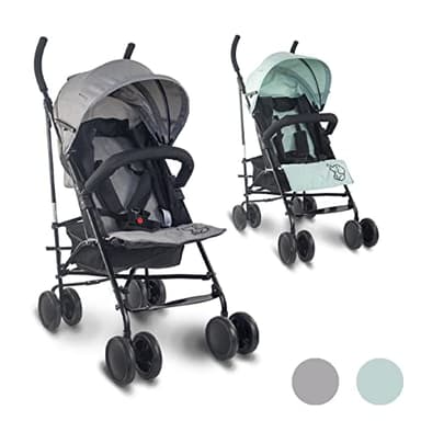 Mobiclinic®, Carrito bebe, Elefant, Marca española, Plegable, Respaldo reclinable, Doble sistema de seguridad, Ruedas extraíbles, Arnés ajustable 5 puntos, Silla paseo ligera, Gris y negra