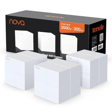 Tenda Nova MW6 Mesh Router Sistema WiFi de Red en Malla (Dual Band hasta 500 metros, Mu-MIMO, 2 Puertos Gigabit, Plug and Play, Funciona con Alexa, sustituye tu Repetidor de Red Tradicional) Pack 3