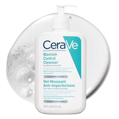 CeraVe Gel Limpiador Control Imperfecciones, Para Piel con Tendencia Acneica y Grasa, Reduce el Acné, los Puntos Negros y Mejora los Poros, Tratamiento en Gel con Ácido Salicílico, 236ml