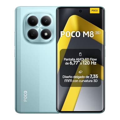XIAOMI POCO M8 5G - Smartphone de 8+512GB, Pantalla de 6,77" 120Hz Flow AMOLED, Snapdragon 6 Gen 3, cámara Dual de 50MP IA, Carga Turbo de 45W, Cargador no Incluido, Verde (Versión ES)