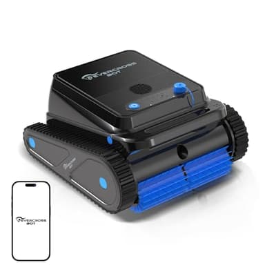 EVERCROSS BOT U8 Robot de Piscina, Robot Piscina Limpiafondos y Paredes Dura hasta 120 Min, 4 Modelos, Motor Cuádruple, Navegación Inteligente, Estacionamiento Automático, Piscinas 200m² (Negro-App)