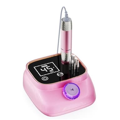 ANBEISTEE 45,000 RPM Torno para Uñas Eléctricos, Lima Electrica Uñas Profesional, Pedicura, Pulido y Eliminación de gel de Uñas Acrílicas, para Uso Doméstico Salones de Uñas, Rosa