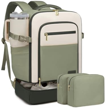 LOVEVOOK Mochila de viaje, equipaje de mano, avión, beige verde, 40L(3 Stück)