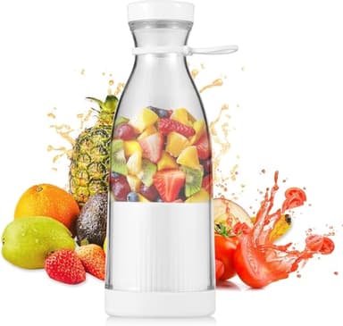 Sonhomay Batidora portátil de 350 ml, tamaño personal, mini batidora de viaje con seis cuchillas para batidos y batidos