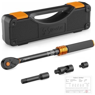 Llave Dinamometrica Moto 3/8 Pulgadas, 72 Dientes Reversible, Llave Dinamométrica 5-60 Nm para Bicicleta, Moto y Coche, con Adaptador 3/8" a 1/4", Interface Universal 3/8", Prolongación de 75mm
