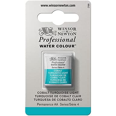 Winsor & Newton Acuarela Profesional - Pintura de Acuarela, Alta Luminosidad, Resistente a la Luz, Calidad de Archivo, 1/2 Godet, Color Turquesa De Cobalto Claro ROW