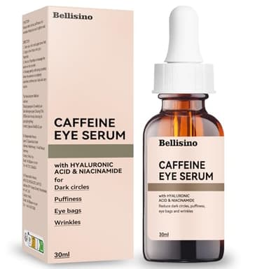 Sérum Contorno de Ojos con Ácido Hialurónico y Cafeína, Antiarrugas Hidratante para Hombres y Mujeres, Reducción de Ojeras y Bolsas, Cuidado Facial Diario