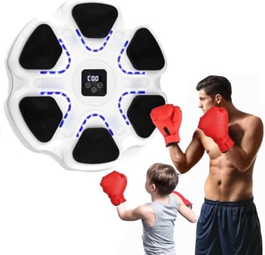 Music Boxing Machine, Máquina de Boxeo Musical con 2 Pares Guantes, Blue-Tooth LED Smart Music Boxeador Electrónico de Pared para Adultos y Niños, Ajuste de Velocidad y Modo