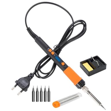 Soldador Estaño 90W, Kit de Soldadura 8 en 1 con temperatura Ajustable 180-500℃, Pantalla LED Digital, kit de Soldador con Soporte, Alambre de Soldadura y 5 Puntas de Soldadura para Soldadura