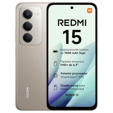 XIAOMI REDMI 15 - Smartphone de 8+256GB, Cámara Dual de 50MP con AI, Pantalla inmersiva de 6,9” FHD+, Snapdragon 685, Carga rápida de 33W, Cargador no Incluido, Gris (Versión ES)
