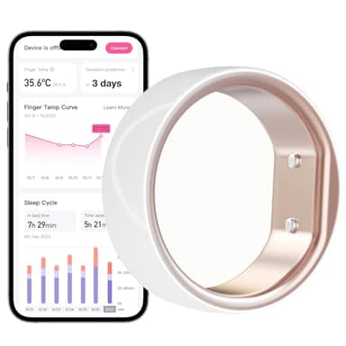 femometer Anillo Inteligente para Seguimiento de la fertilidad y la ovulación, Sensor portátil de Control de Temperatura con aplicación de sincronización automática, Talla 6