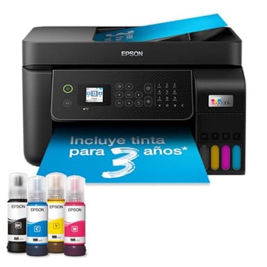 Epson EcoTank ET-4800 Impresora de Depósito de Tinta | para hogar y pequeña Oficina | Wi-Fi y Ethernet| A4 | Imprimir, Copiar, Escanear, Fax | Pantalla LCD 3,7cm | ADF | Tinta Incluida para 3 Años