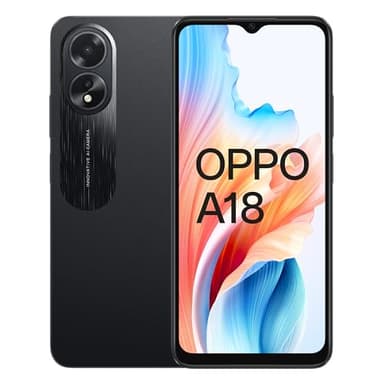 OPPO A18 - Smartphone Libre, 4GB+128GB, Pantalla HD+LCD 6.6", Cámara 8+2+5MP, Android, Batería 5000mAh, Carga 10W – Negro