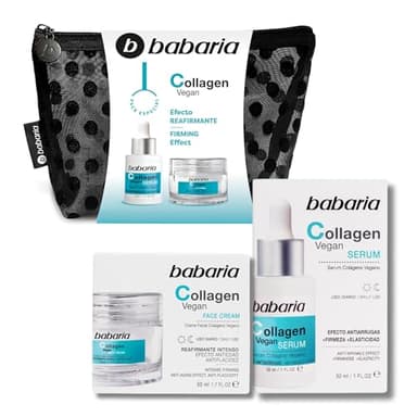 Babaria - Pack regalo Mujer Colageno | Rutina Facial de Sérum Colageno Facial 30 ml y Crema Facial Reafirmante 50 ml | Colágeno Vegano | Reafirmante | Antiarrugas y Antiflacidez | Coffret Mujer