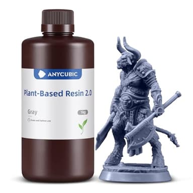 ANYCUBIC Resina de Base Vegetal 2.0, Resina de Bajo Olor para Impresora 3D, Dureza Mejorada, Resistencia a la Flexión, No Fácil de Romper, Resina para Impresoras 3D LCD 405nm, Gris 1000g
