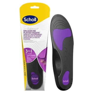 Scholl Plantillas ortopédicas In-Balance para fascitis plantar, alivia inmediatamente el dolor: talón, espuelas, arco apoyo, distribuye la presión del pie, tamaño 40-42