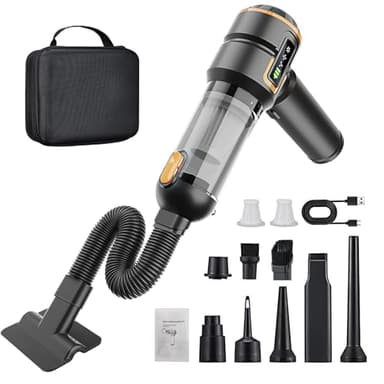 Aspirador de Mano - Mini Aspirador Coche Potente sin Cable, 23000pa Aspiradora de Mano sin Cable, 3vel Aspirador Portátil, Se Puede Utilizar como Inflador Eléctrico/ Soplador/ Bomba de Vacío, 6000mAh