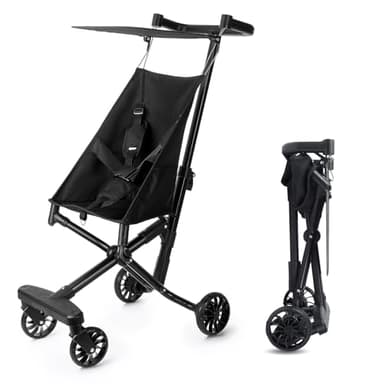 Silla de Paseo Plegable Ultra Ligera, Silla de Paseo Ligera de 6 meses a 4 años, Cochecito de viaje portátil y ligero, Plegado compacto, Compacto y ligero, hasta 22 kg, Ajustable, Arnés de 5 puntos