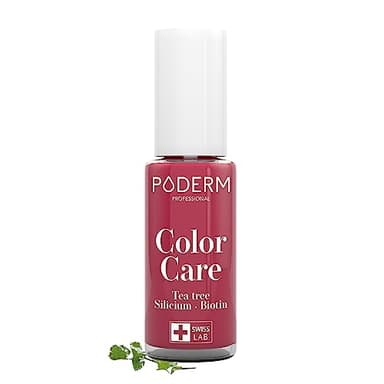 PODERM - ESMALTE DE UÑAS TEA TREE PARA HONGOS DE UÑAS - ROJO ROSA - TRATAR LAS UÑAS AMARILLAS/DAÑADAS - Esmastas-cuidado - Previene y trata HONGOS - CUIDADO 2 IN 1 - FÓRMULA ÚNICA - SWISS MADE