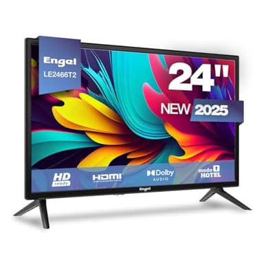Engel LE2466T2 - Televisor LED de 24'' HD Ready con Sintonizador TDT T2, Satélite y Cable - Dolby Audio - 3 HDMI, 2 USB, SPDIF Coaxial - Compacto y Versátil