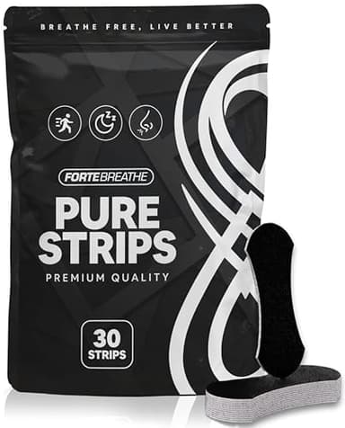 Tiras Nasales Deportivas Premium | Reduce Ronquidos, Congestión y Mejora la Respiración | Duerme Mejor y Rinde Más | 30 Unidades | ForteBreathe