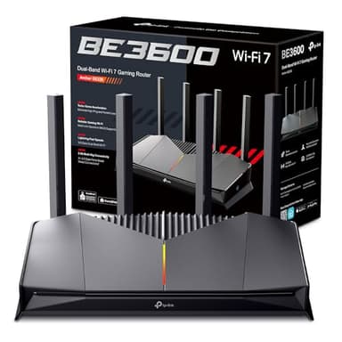 TP-Link Archer GE230 - Router Gaming Wi-Fi 7 BE3600, Doble Banda (2882Mbps en 5GHz y 688Mbps en 2,4GHz), 2 Puertos de 2.5Gbps, 3 Puertos Gigabit, MLO, USB 3.0, EasyMesh, Red Privada Gaming, Luz RGB