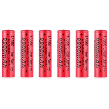 1￵8￵6￵5￵0 Pilas Recargable, 1￵8￵6￵5￵0 3,7V Litio Batería, 1￵8￵6￵5￵0 Li-Ion Recargable Batería, 9900mAh Alta Capacidad Batería Linterna/Dron/Luces Solares, Batería de Larga Vida (6Pcs)