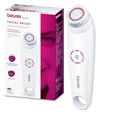 Beurer FC 45 cepillo limpiador facial eléctrico, limpieza profunda para una piel visiblemente suave y luminosa, rotación de 2 niveles, para todo tipo de piel, resistente al agua, blanco