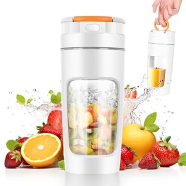 600 ML Batidora portátil, Mini Licuadora, Minibatidora con Cuchilla de Acero Inoxidable de 4 Puntas, Batidora Multifunción, taza de exprimidor recargable por USB para hogar/oficina/exteriores (Blanco)