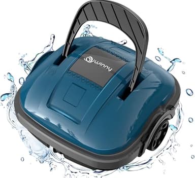 WINNY POOL CLEANER Robot Limpiafondos Piscina Electrico sin Cable para Aspirador de hasta 80m², 100 Mins Estacionamiento Automático, Robot Limpiafondos Piscina con Motores de Doble Tracción Azul