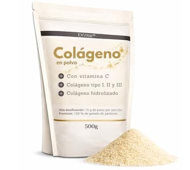 Colágeno en polvo, 500 gramos - Con vitamina C, péptidos de hidrolizado de colágeno bioactivo, proteína en polvo - Sin sabor, colágeno de tipo 1, 2 y 3, Lift Drink, alta concentración