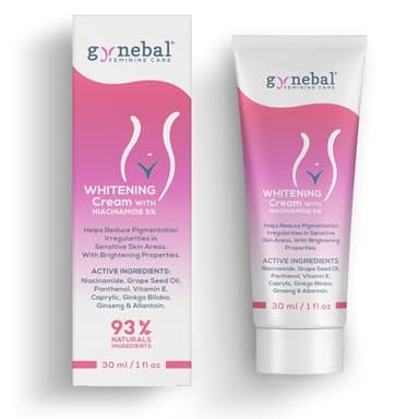 GYNEBAL Crema DESPIGMENTANTE con NIACINAMIDA – Blanqueante, Antimanchas y No Irritante – Zonas Íntimas y Delicadas – Axilas, Ingles, Codos, Rodillas, Manos y Melasma – 30 ml