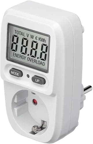 goobay 64589 Medidor de Energía Digital Básico/Medidor consumo eléctrico para Refrigerador, Lavadora, TV y Lámparas de Pie/Rango de Medición entre 0.5 W y 3680 W/Medidor de Consumo de Energía