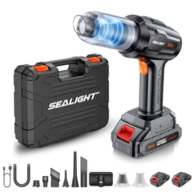 SEALIGHT Aspirador de Mano, 21000Pa 7 en 1 Aspirador Coche Potente, Dos Baterías Extraíbles, Motor sin Escobillas para Uso en la Oficina, el Hogar, la Cocina (Nergo)