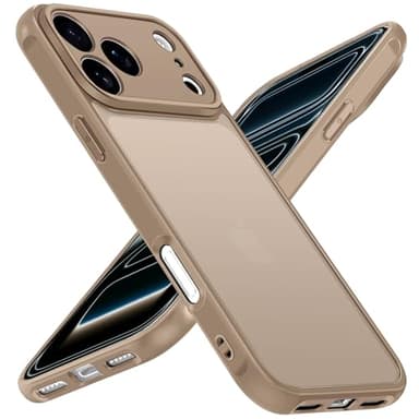 ivoler Funda Mate Titanio Arena para iPhone 17 Pro MAX, [Protección Grado Militar] Carcasa Protectora Antigolpes, Trasera Translúcida Antihuellas y Antiarañazos Duro PC Respaldo Delgado Bumper Case