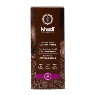 khadi CASTANO MEDIO Tinte vegetal para el cabello - tinte para un color castaño canela vivo y cálido hasta un castaño medio intenso y profundo - 100% vegetal - 100 g