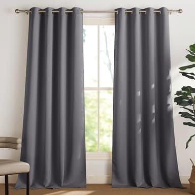 PONY DANCE Cortinas Termicas Aislantes Frio y Calor Cortinas Opacas Salon Dormitorio 2 Piezas 140x240 CM Blackout Curtains Grises con Ojales para Habitacion Comedor