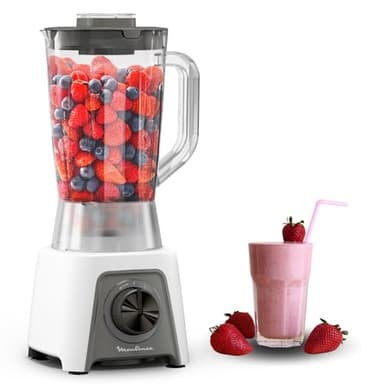 Moulinex Blendeo+ LM2C0110 - Batidora de vaso, 450 W, jarra de 1,5 L, 2 velocidades + función Pulse, pica hielo, Duraforce Label, alto rendimiento y resistencia diaria garantizada