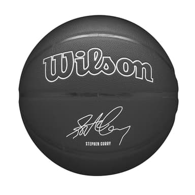 Wilson Balón de Baloncesto NBA Player Evergreen, con Cubierta de Tacto Puro, Ideal para Juego al Aire Libre, Resistente a la Intemperie, Jugador: Curry, Color: Negro, Talla: 7
