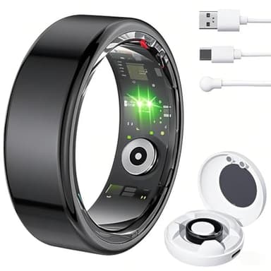 Panngu - Anillo Inteligente Talla 10 en Negro, para Dormir y Forma, para Hombres y Mujeres, autonomía de 5 días sin Pantalla, impermeabilidad IP68, Compatible con iOS/Android