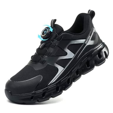 AEKYIWL Zapatos de Seguridad Hombre Mujer Calzado de Seguridad Ligero Comodo Zapatillas Trabajo Transpirable Antideslizante Botas Trabajo Negro, 40 EU