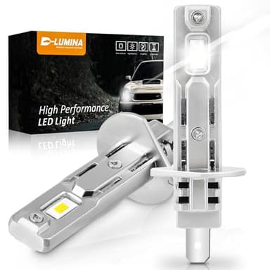D-Lumina Bombilla H1 LED Canbus,100W 16000LM 6500K Chip CSP Super Brillante Luz Alta y Luz Baja, Lámpara Halógena de Diseño de Reemplazo 1:1 Sin Polaridad, Plug and Play