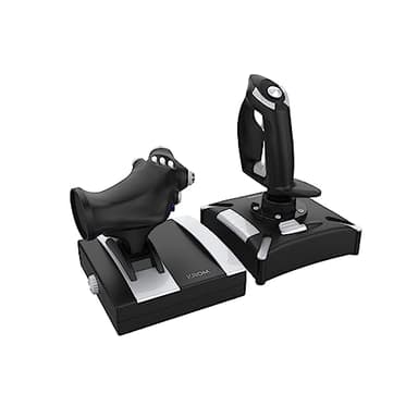 KROM K-FLIGHT -Joystick set, Juego palancas simulador vuelo, Palanca acelerador/dirección, modo interno vibración, Grip sintético mejor agarre, 2 ejes, 2 POV, 16 botones, PC, PS4, Xbox One, Negro